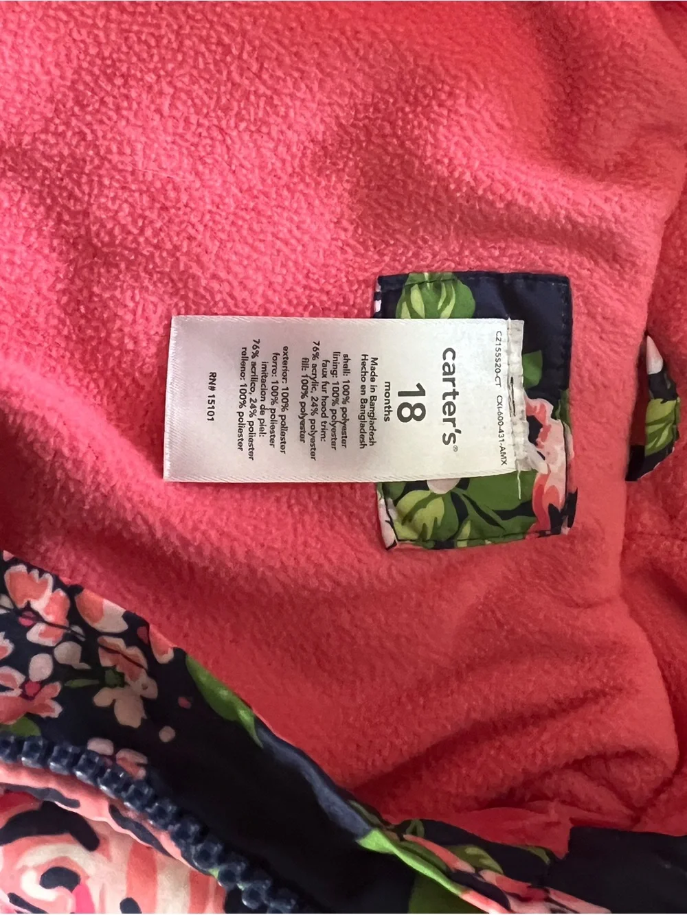 Carter's Coral-Pink Quilted Puffer Jacket and snow suit - Picture 3 of 4